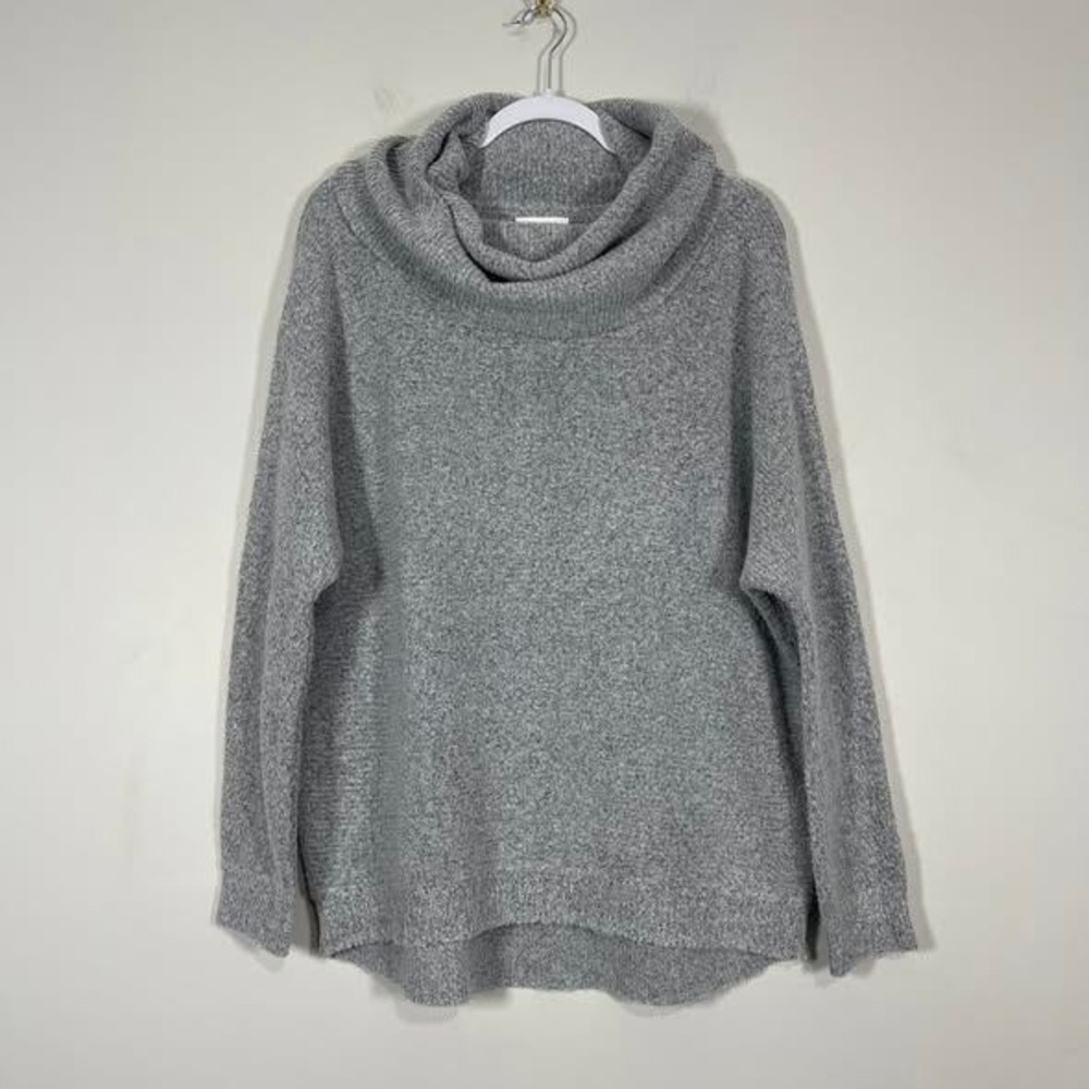 ee:some Cowl Neck Knit Oversized Sweater Wms M/L Light Gray Ribbed Dolman Sleeve
